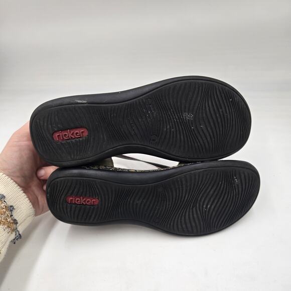 RIEKER Daisy Green Antistress Leather Sandals Closed Toe Rainbow Strap Sz 38 7.5 - Picture 5 of 6